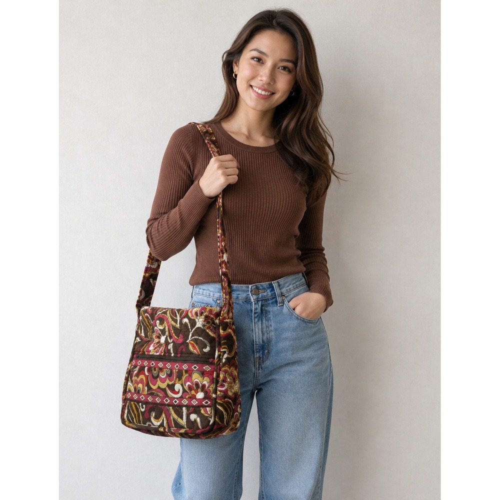Vera Bradley Mailbag Women OS Brown Puccini Retired Quilted Crossbody Bag
